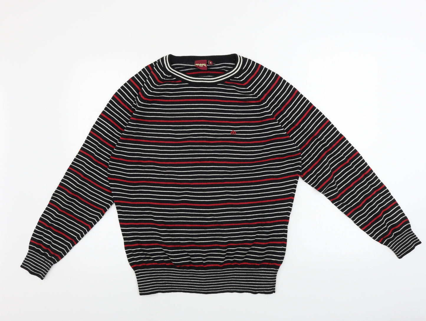 Merc Mens Black Striped  Pullover Jumper Size L