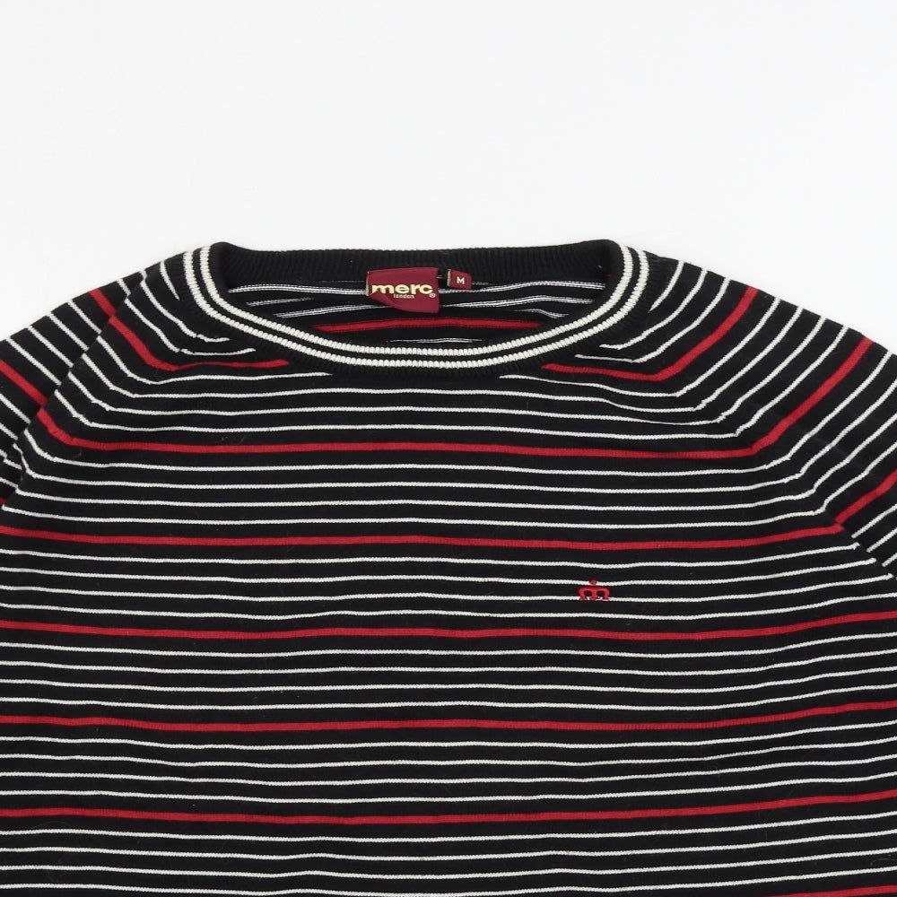 Merc Mens Black Striped  Pullover Jumper Size L