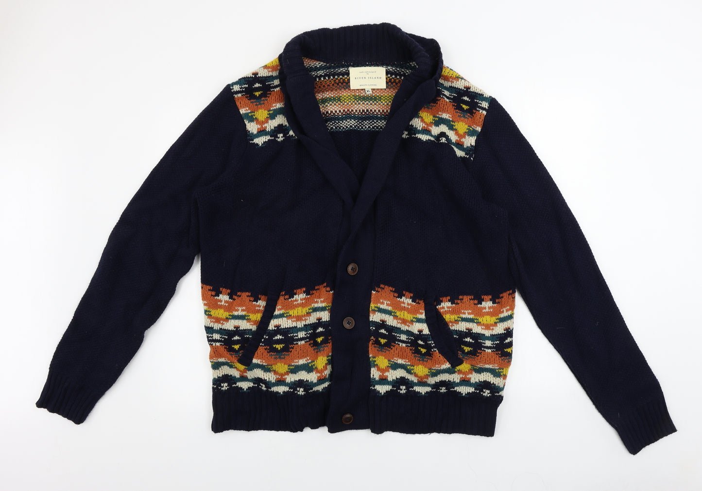 River Island  Mens Blue   Cardigan Jumper Size L