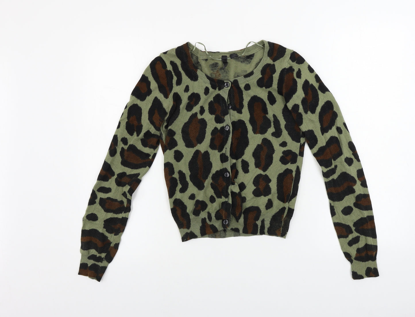 H&M  Womens Green Camouflage  Cardigan Jumper Size 10