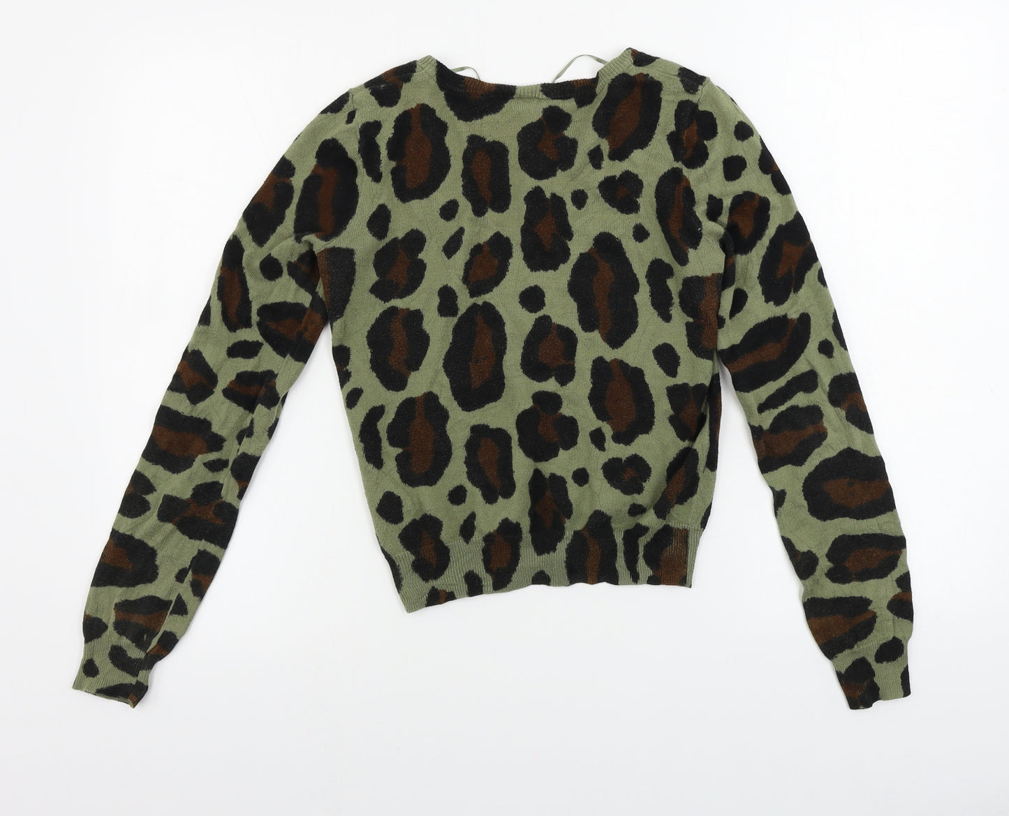 H&M  Womens Green Camouflage  Cardigan Jumper Size 10