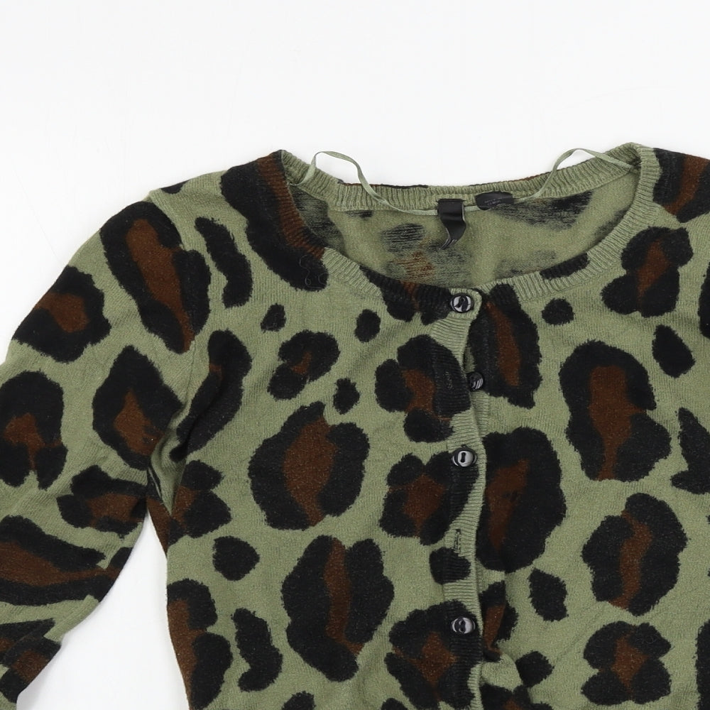 H&M  Womens Green Camouflage  Cardigan Jumper Size 10