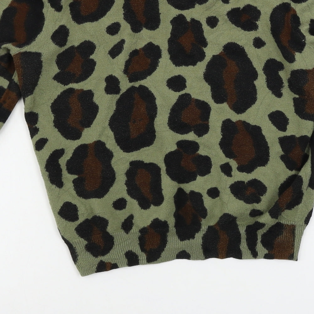 H&M  Womens Green Camouflage  Cardigan Jumper Size 10