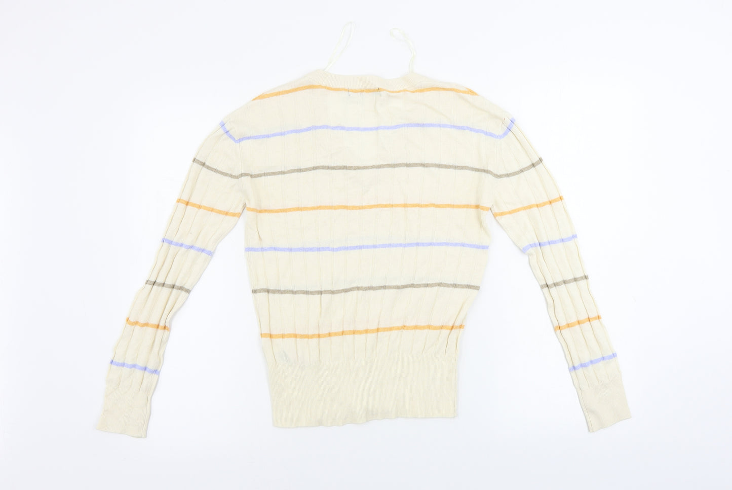 Marks and Spencer Womens Beige Striped  Henley Jumper Size S