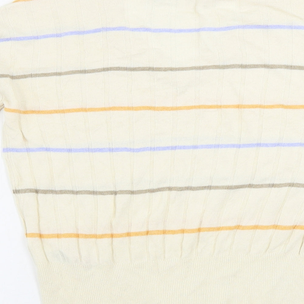 Marks and Spencer Womens Beige Striped  Henley Jumper Size S