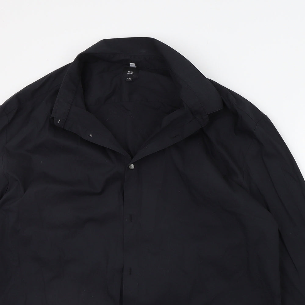 River Island Mens Black    Button-Up Size 2XL