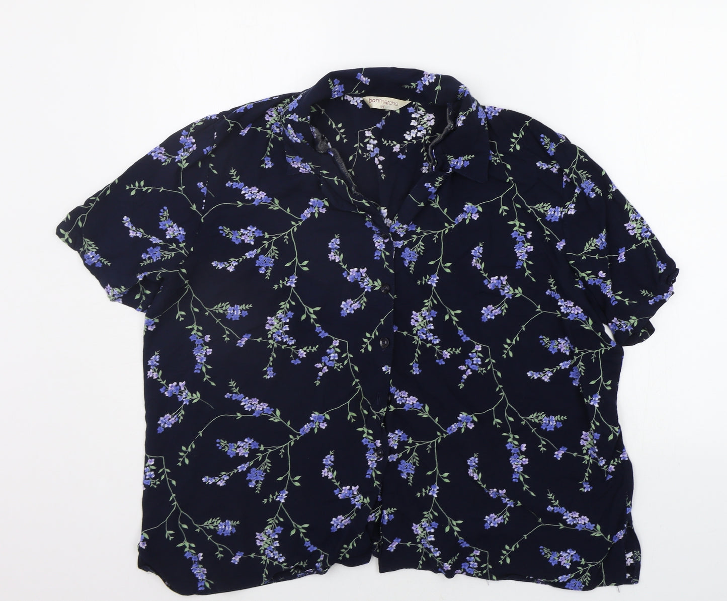 BONMARCHE Womens Black Floral  Basic Button-Up Size 24