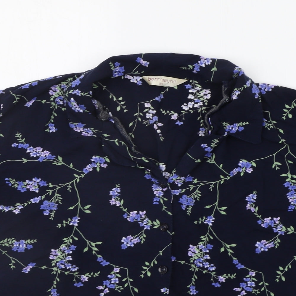 BONMARCHE Womens Black Floral  Basic Button-Up Size 24
