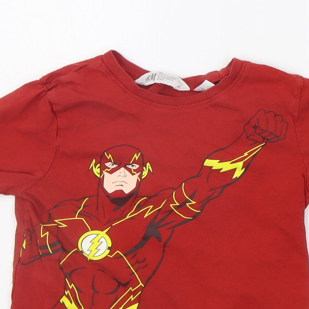 H&M Boys Red   Basic T-Shirt Size 5-6 Years  - DC Comics
