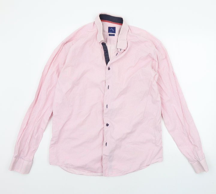 a2 BY ANDRE Mens Pink Polka Dot   Button-Up Size L