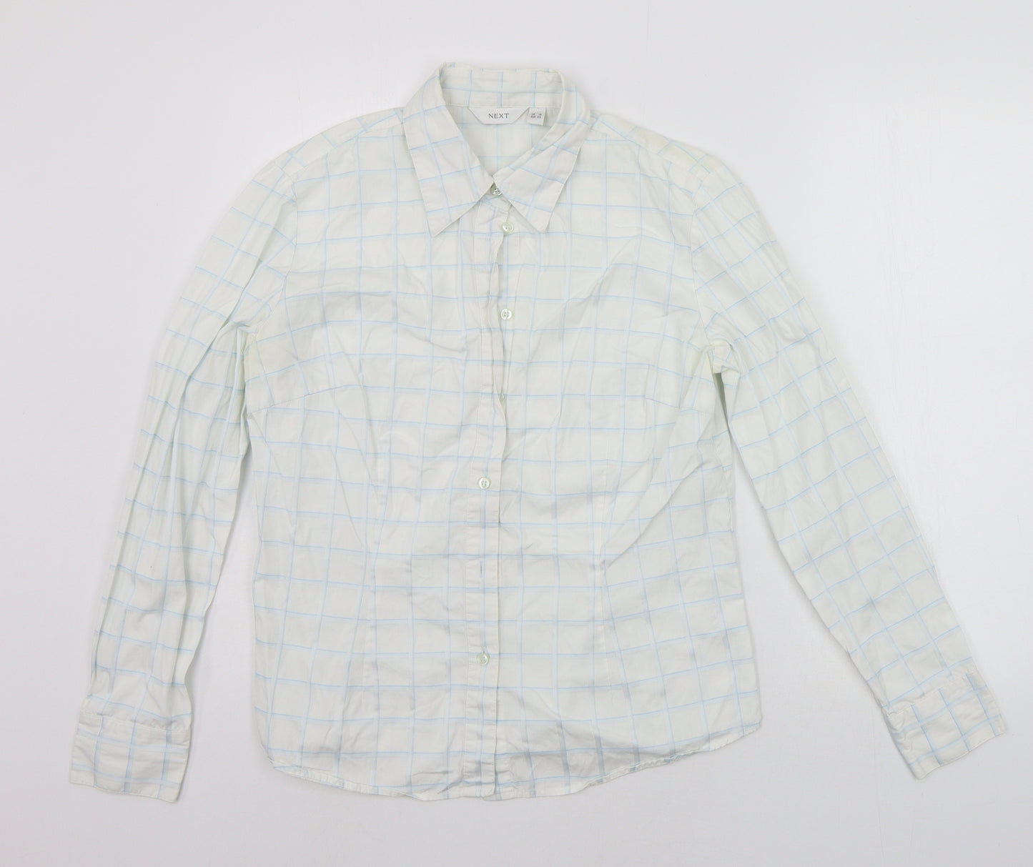 NEXT Womens White Check  Basic Button-Up Size 16