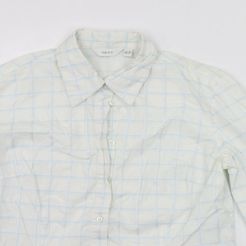 NEXT Womens White Check  Basic Button-Up Size 16