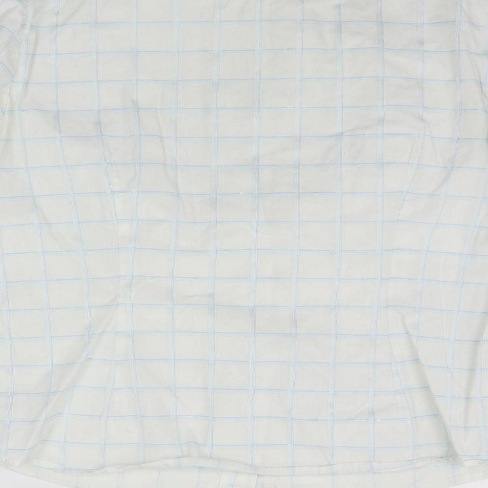 NEXT Womens White Check  Basic Button-Up Size 16