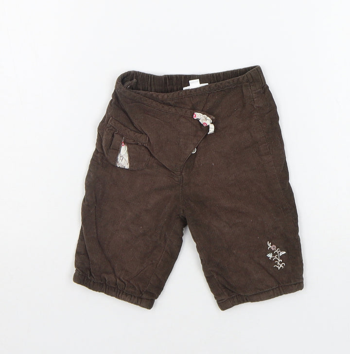 Vertbaudet Girls Brown Jogger Trousers Size 0-3 Months