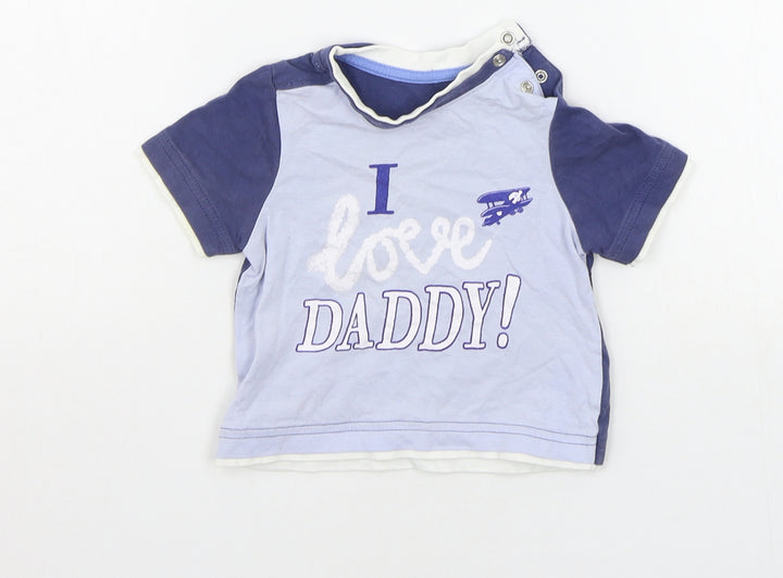 Mothercare Baby Blue Geometric  Basic T-Shirt Size 6-9 Months