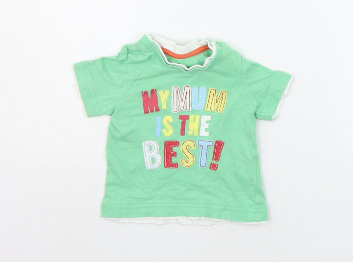 Mothercare Baby Green Basic T-Shirt Size 6-9 Months