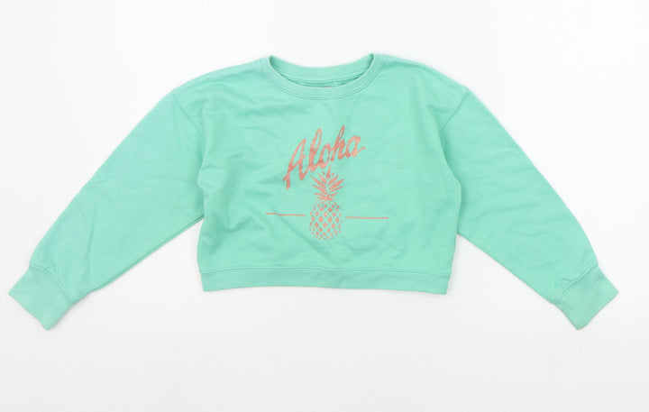 HAPPER GIRL Boys Green Pullover Jumper Size 5-6 Years