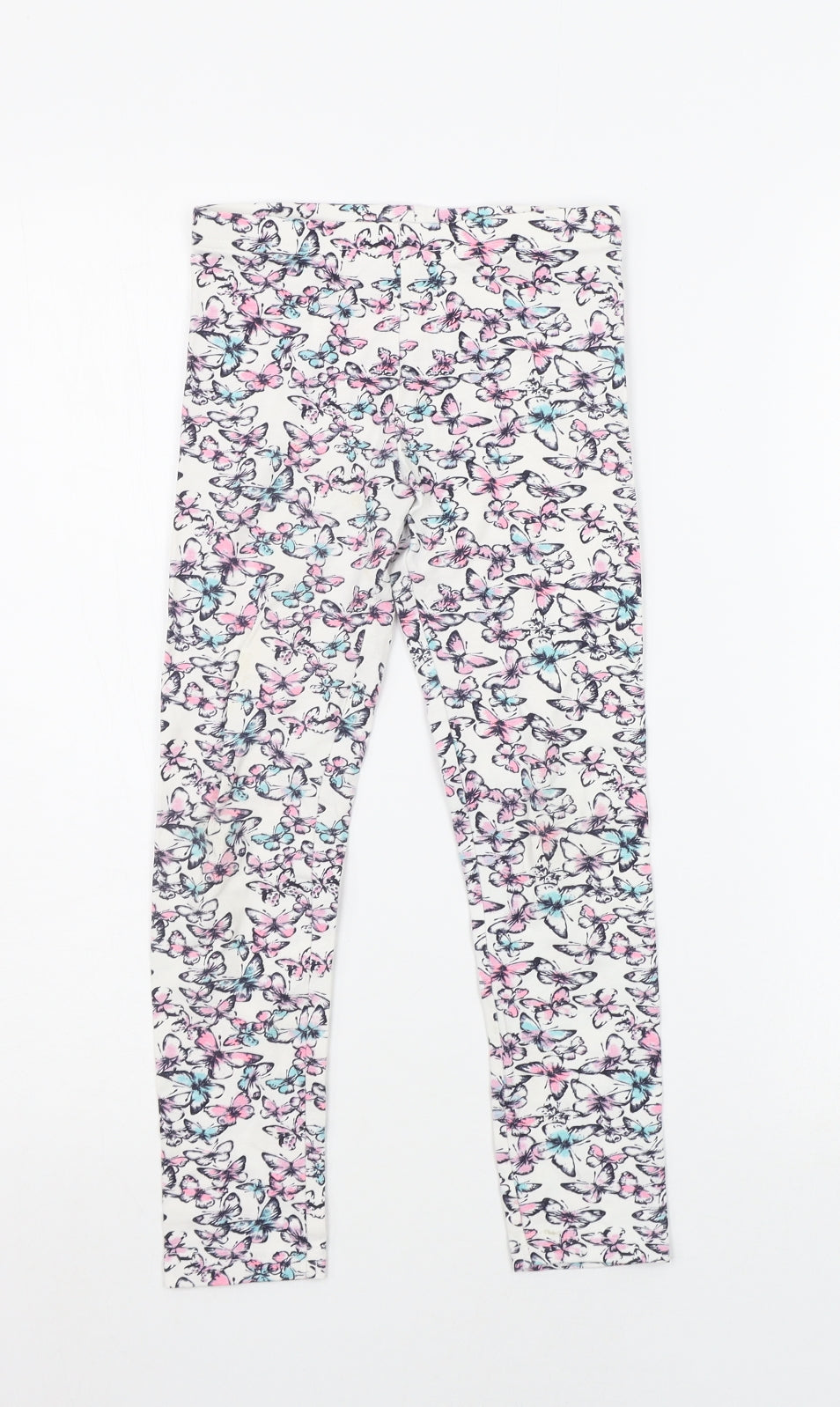 Primark Girls White Geometric  Jogger Trousers Size 6-7 Years - BUTTERFLY