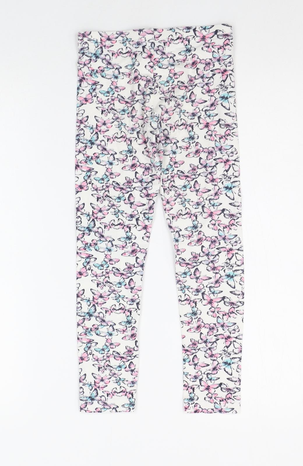 Primark Girls White Geometric  Jogger Trousers Size 6-7 Years - BUTTERFLY