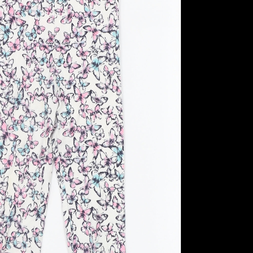Primark Girls White Geometric  Jogger Trousers Size 6-7 Years - BUTTERFLY