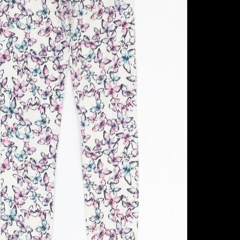 Primark Girls White Geometric  Jogger Trousers Size 6-7 Years - BUTTERFLY