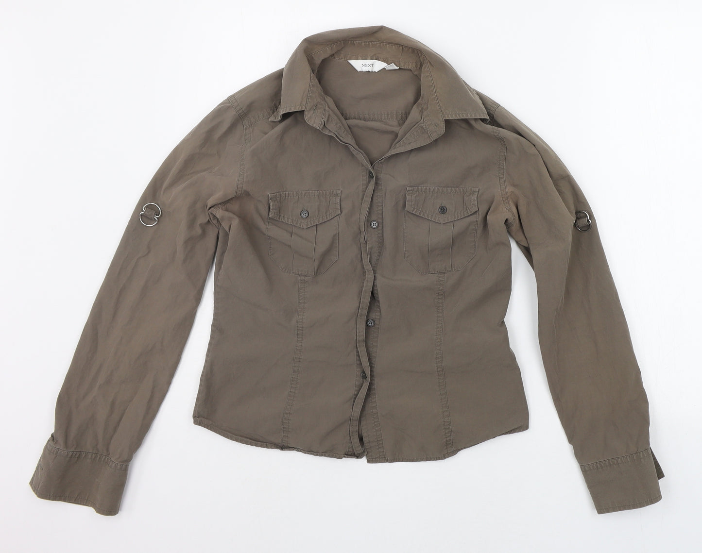 NEXT Womens Brown   Basic Button-Up Size 10