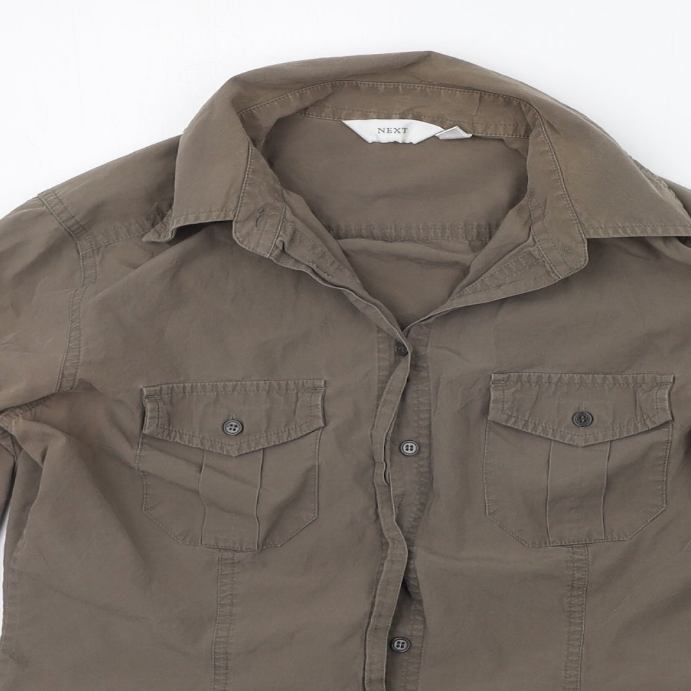NEXT Womens Brown   Basic Button-Up Size 10