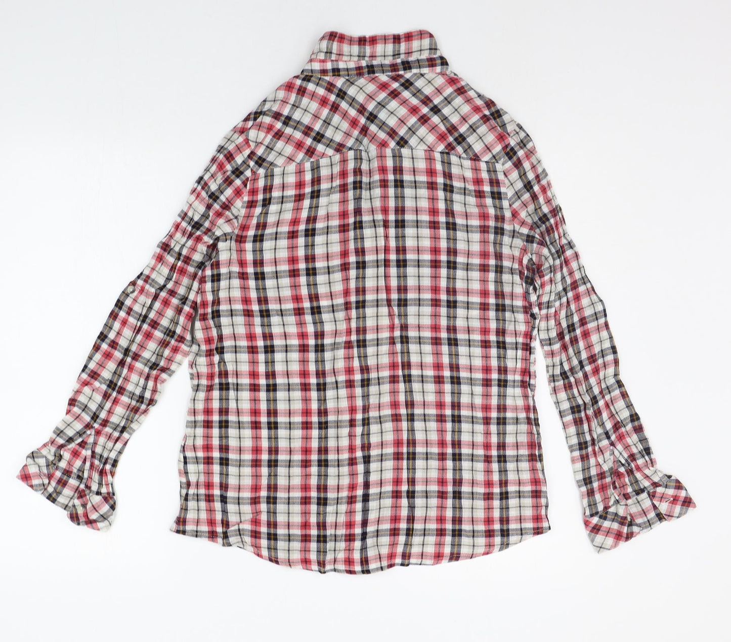 DNMX Womens Red Check  Basic Button-Up Size L