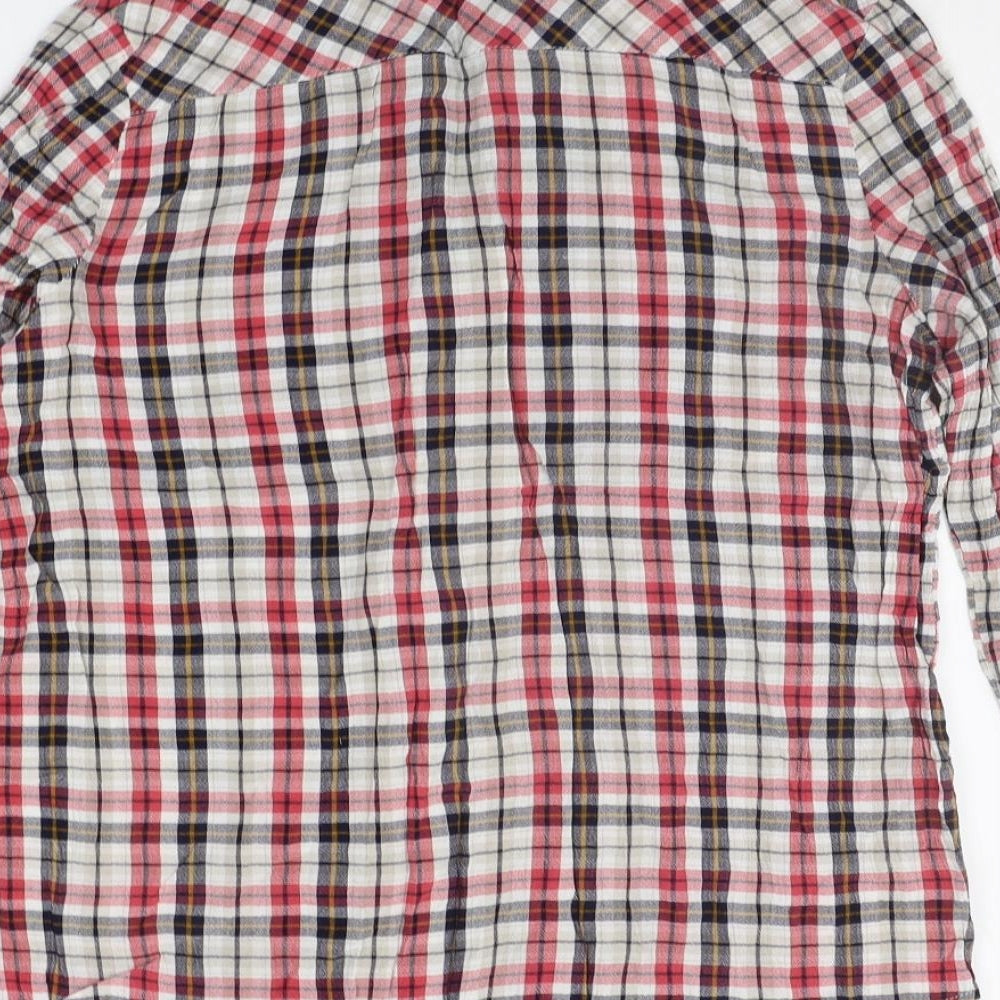 DNMX Womens Red Check  Basic Button-Up Size L