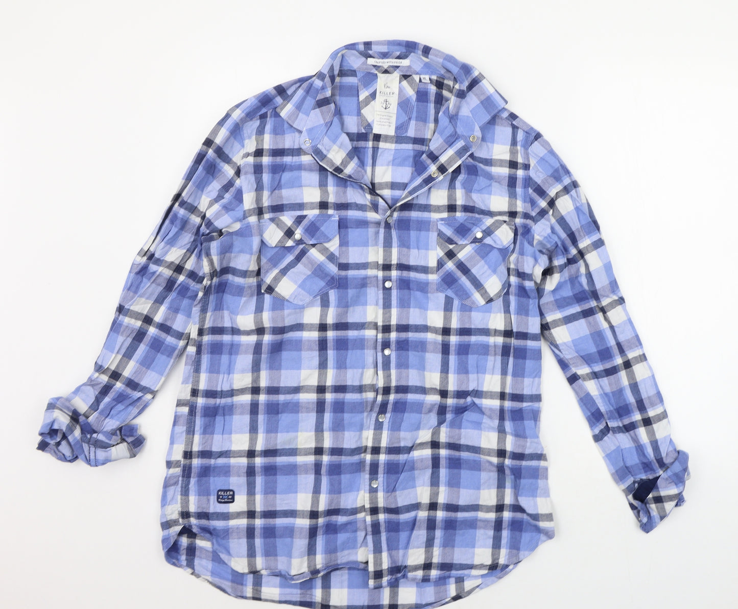 KILLER Mens Blue Check   Button-Up Size XL