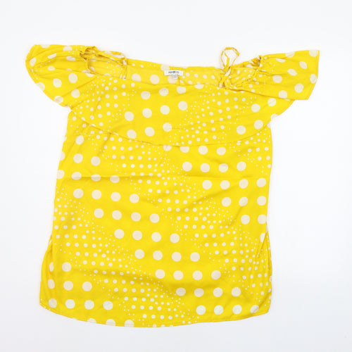 pEP&CO Womens Yellow Polka Dot  Basic Blouse Size 16