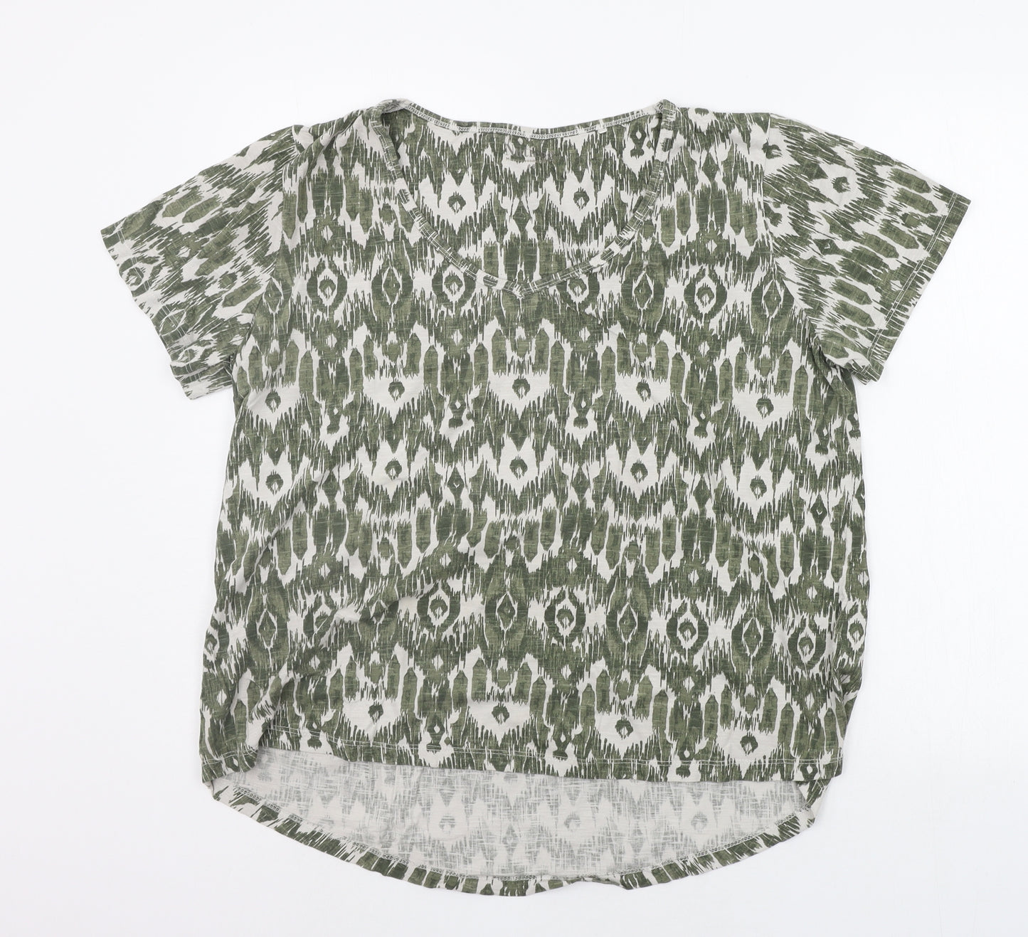 Nutmeg Womens Green Geometric  Basic T-Shirt Size 18