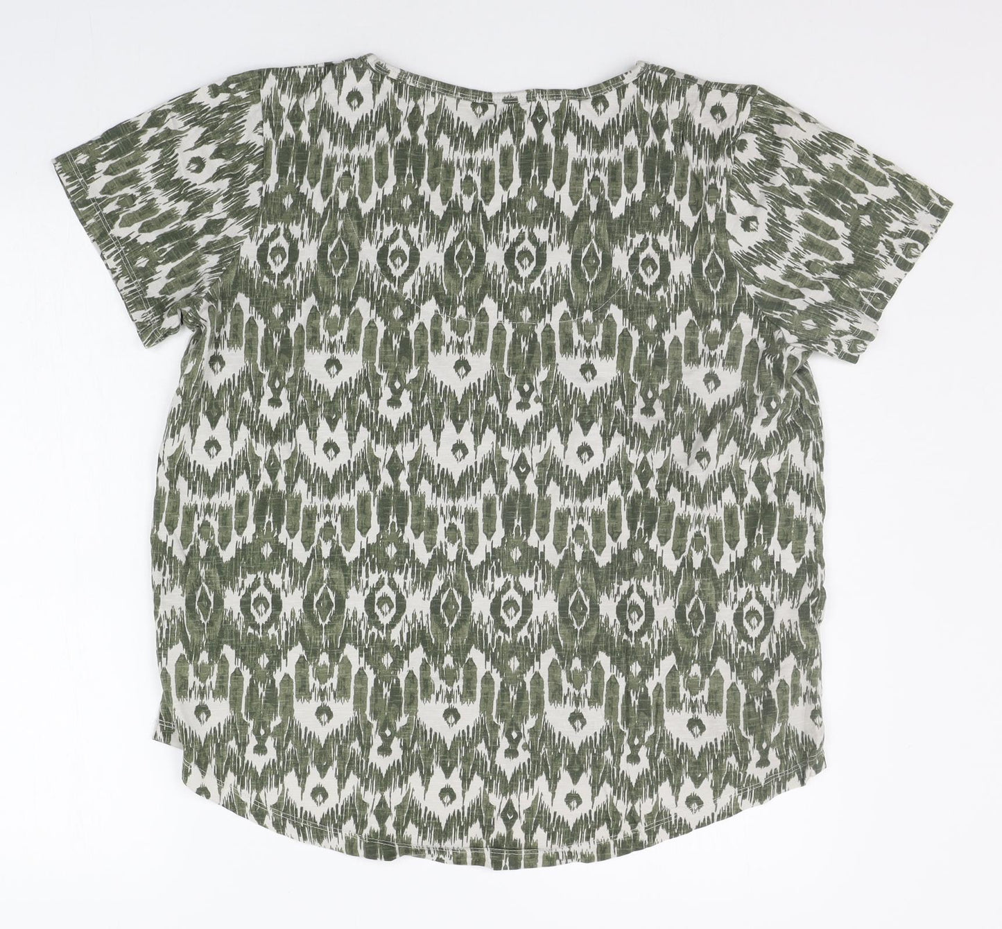 Nutmeg Womens Green Geometric  Basic T-Shirt Size 18