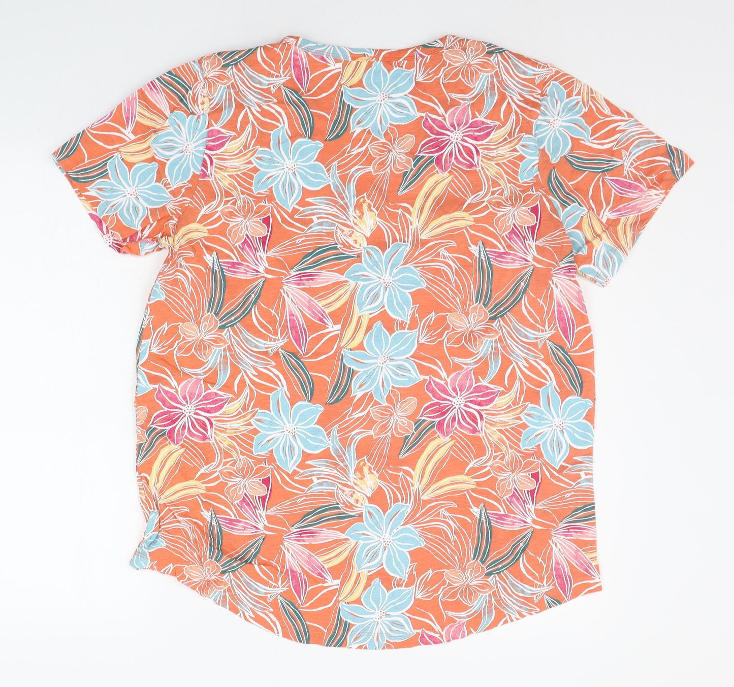Nutmeg Womens Orange Floral  Basic T-Shirt Size 18