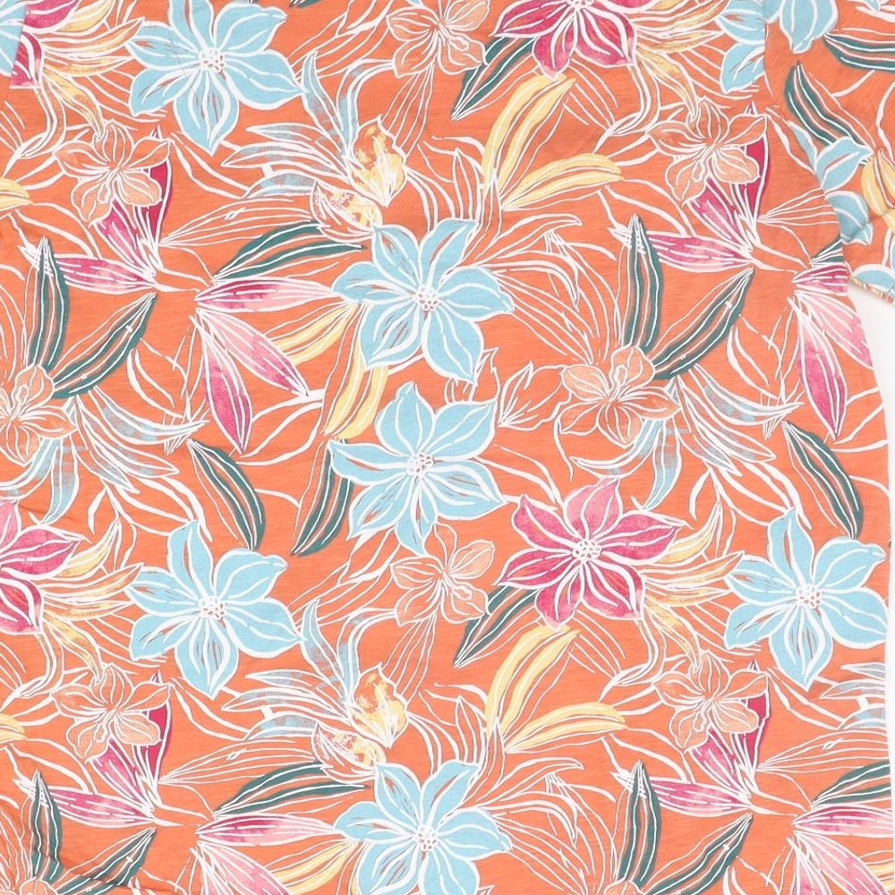 Nutmeg Womens Orange Floral  Basic T-Shirt Size 18