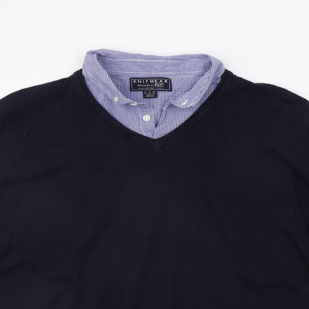 F&F Mens Blue   Pullover Jumper Size 2XL