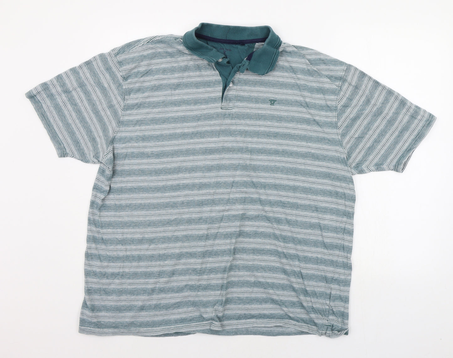 EWM Mens Green Striped   Polo Size 2XL
