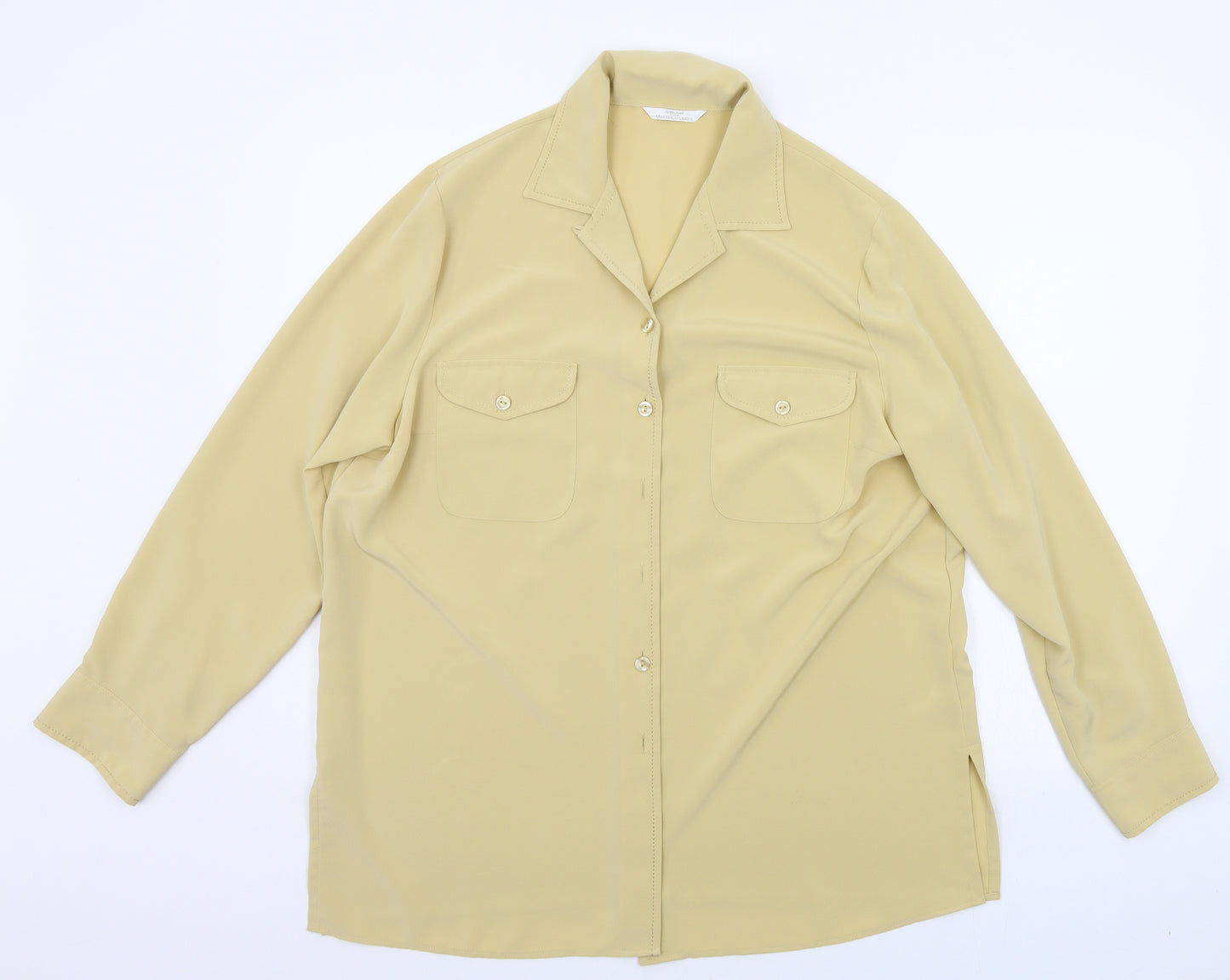 Marks and Spencer Womens Beige   Basic Button-Up Size 16