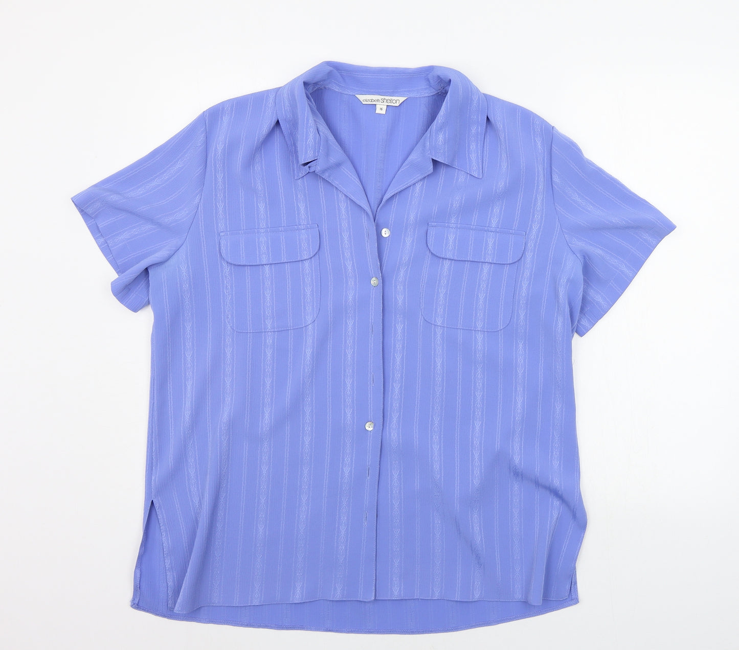 Elizabeth Shelton Womens Blue   Basic Button-Up Size 16