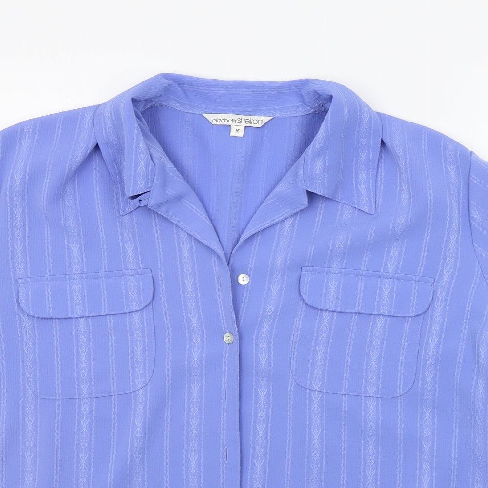 Elizabeth Shelton Womens Blue   Basic Button-Up Size 16