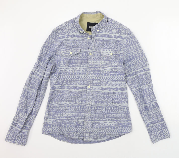 ASOS Mens Blue Geometric Button-Up Size S