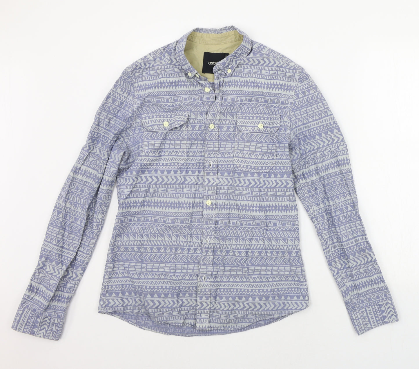 ASOS Mens Blue Geometric   Button-Up Size S