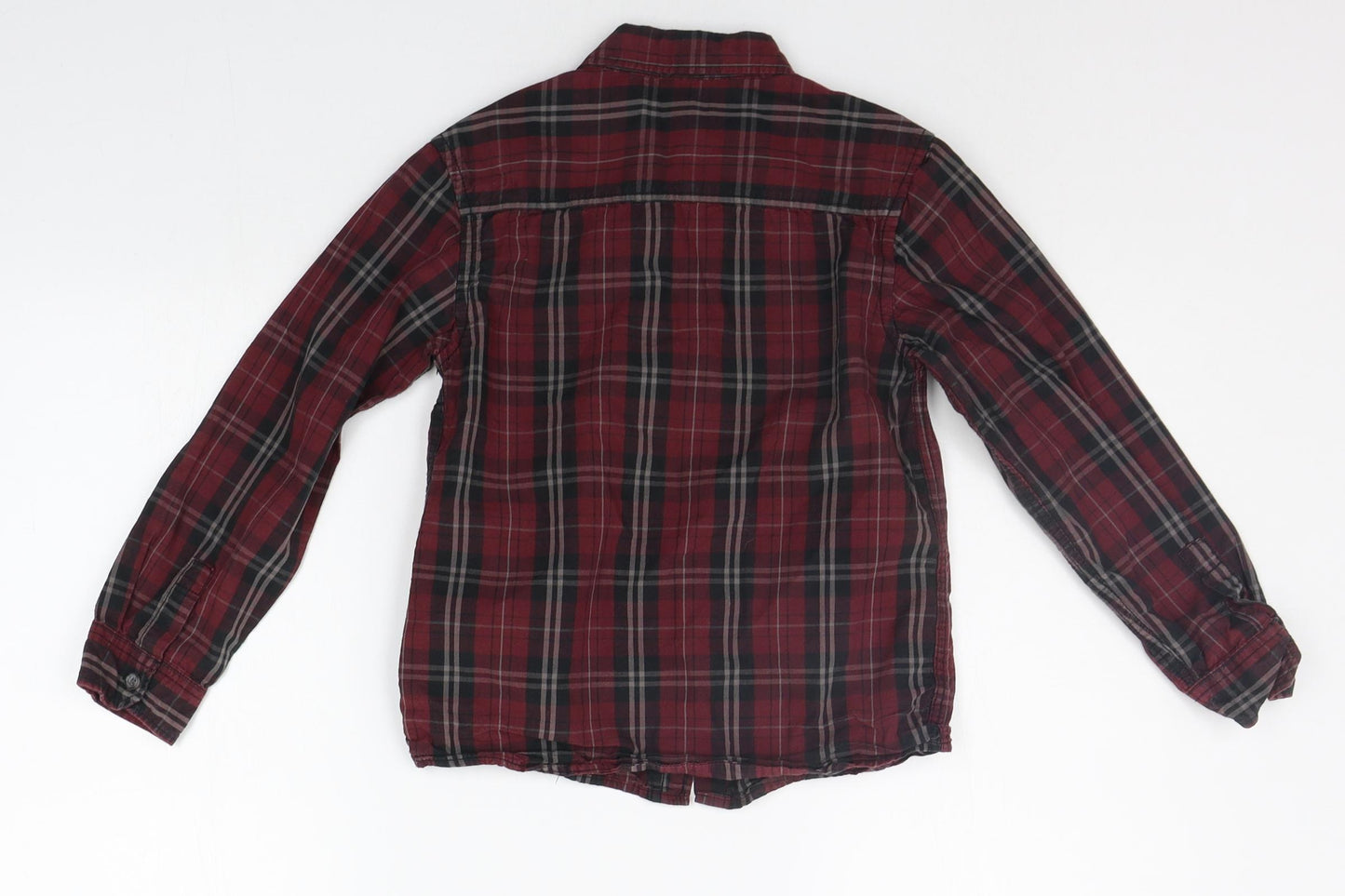 pEP&CO Boys Purple Check  Basic Button-Up Size 7-8 Years