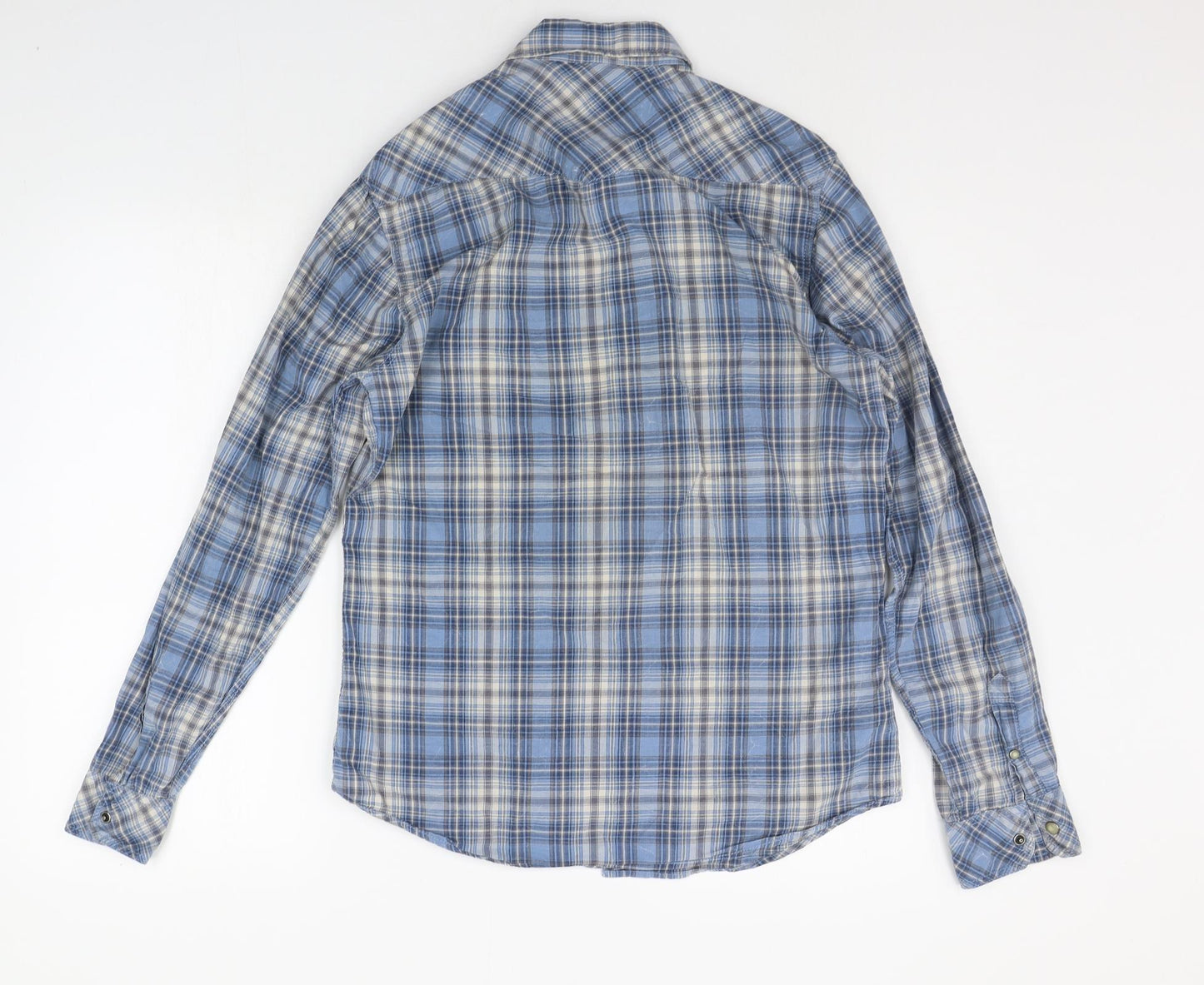 River Island Womens Blue Check  Basic Button-Up Size S