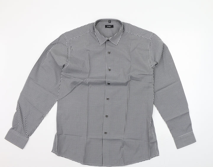 disley Mens White Check   Button-Up Size 15.5