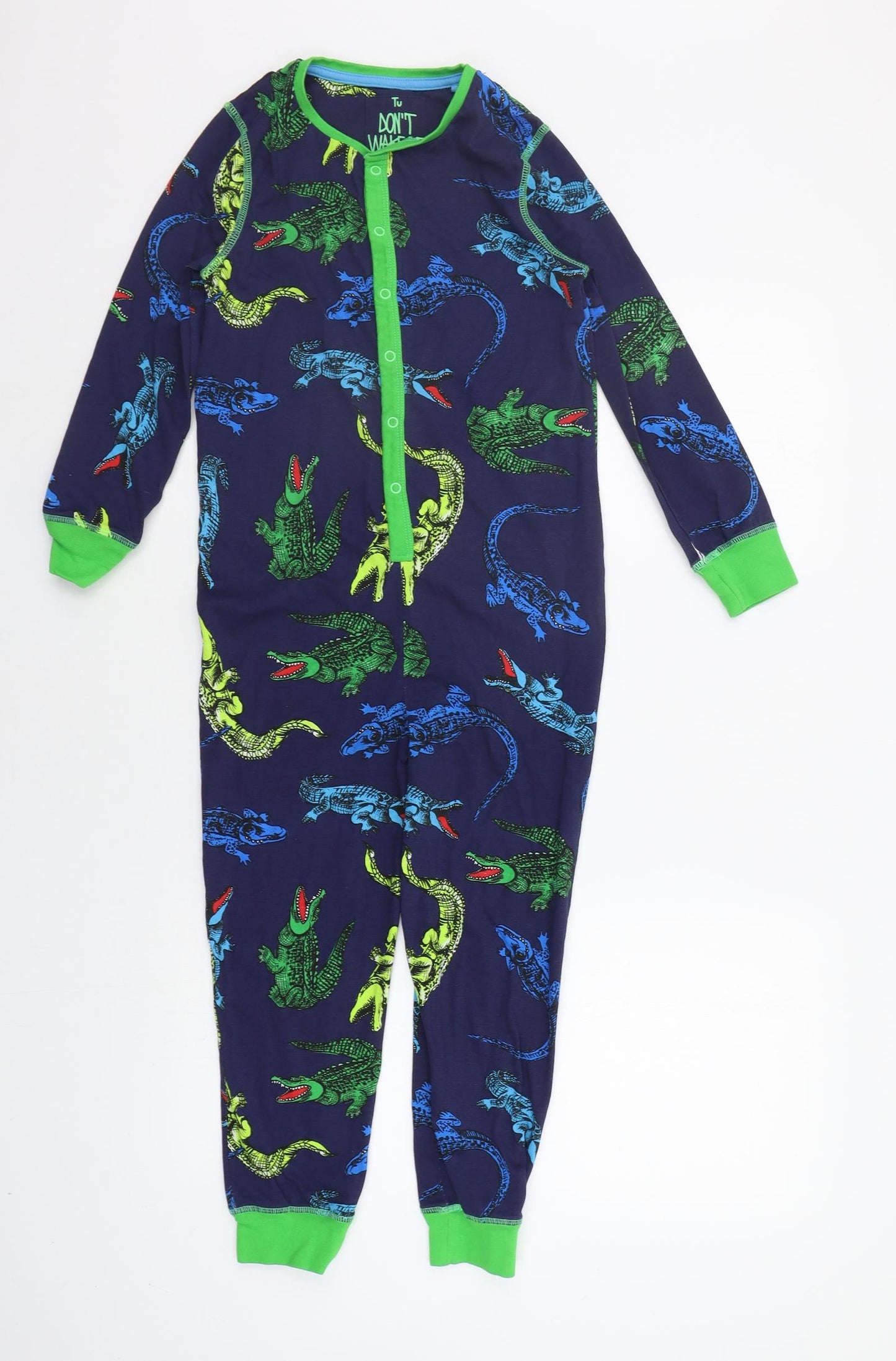TU Boys Blue Animal Print   Bodysuit Size 7-8 Years  - Crocodile print