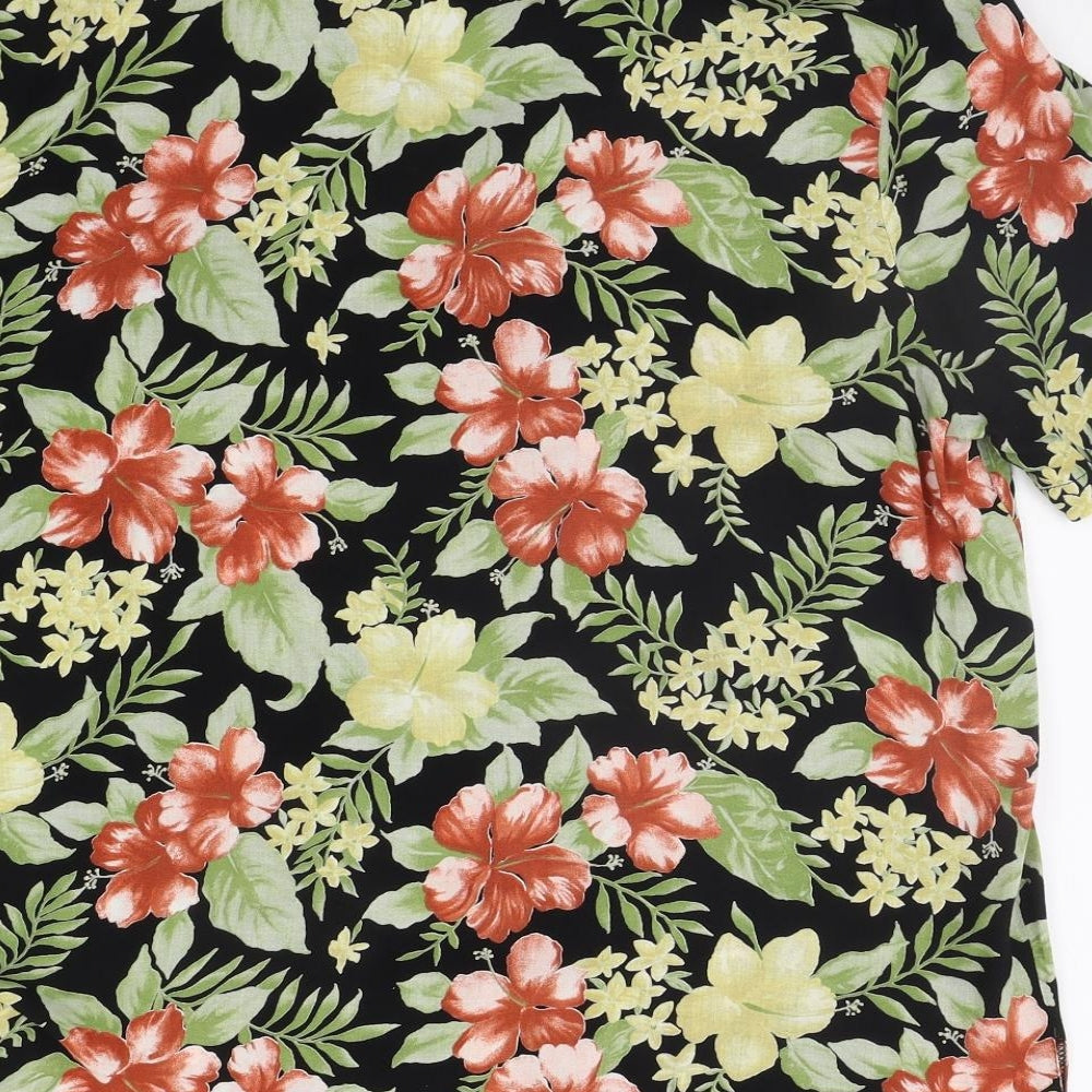 Berkertex Womens Black Floral  Basic Button-Up Size 16
