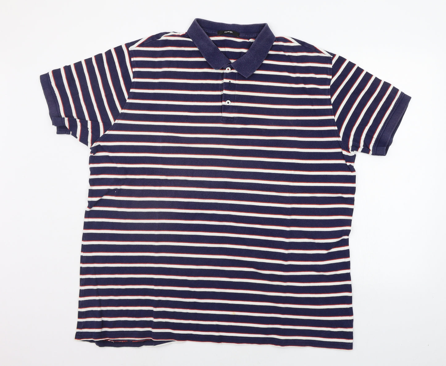 George Mens Blue Striped   Polo Size 2XL