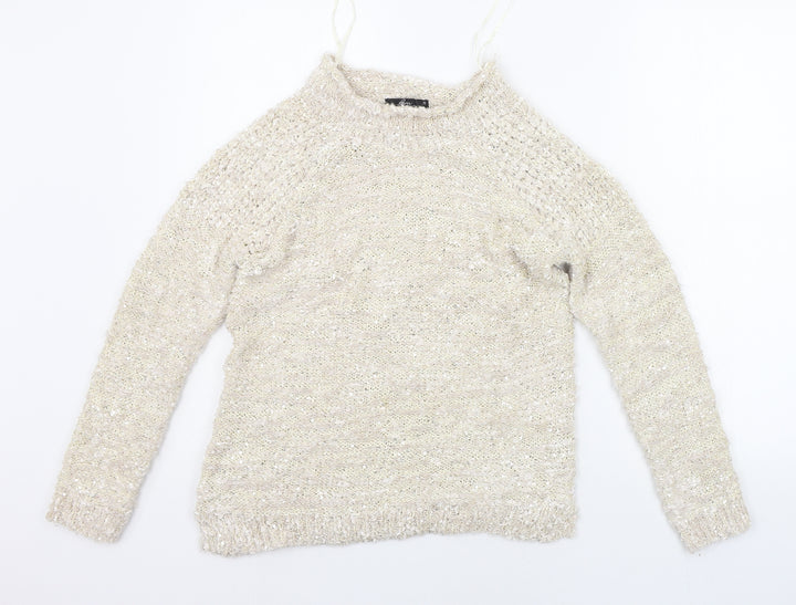 BM Womens Beige Pullover Jumper Size S