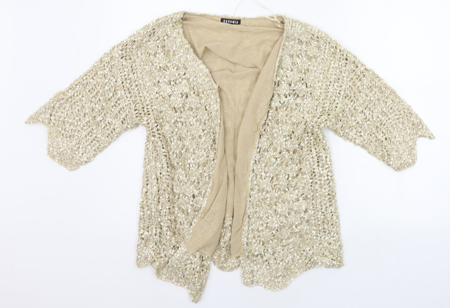 CASAMIA Womens Beige Houndstooth  Cardigan Jumper Size S